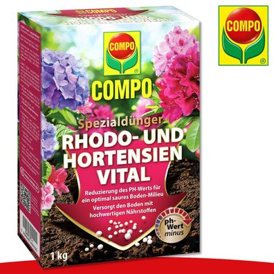 COMPO 1 kg Rhodo- und Hortensien Vital Dünger Blühpflanzen Wachstum Nährstoffe