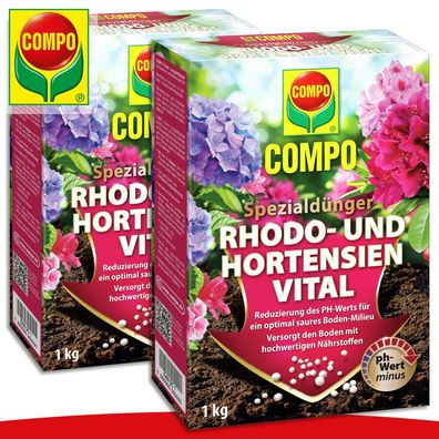 COMPO 2 x 1 kg Rhodo- und Hortensien Vital Spezialdünger Wachstum Nährstoffe