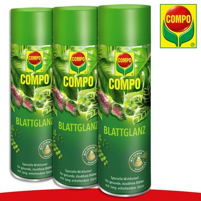 COMPO 3 x 300 ml Blattglanz Spray Pflege Orchideen Blätter Zimmerpflanzen Grün
