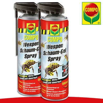 COMPO 2 x 500 ml Wespen Schaum-Gel Spray | Spezialsprühkopf Bekämpfung Nest Haus