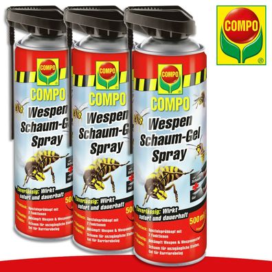COMPO 3 x 500 ml Wespen Schaum-Gel Spray Nest Bekämpfung Ungeziefer Garten Haus