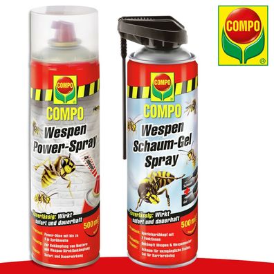 COMPO Set: 500ml Wespen Power-Spray + 500ml Wespen Schaum-Gel Spray Bekämpfung