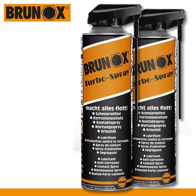 Brunox 2x 500ml Turbo-Spray Multifunktionsöl Mutter Schrauben Rost Lager Gelenk