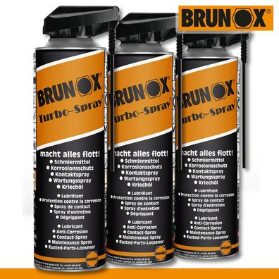 Brunox 3x 500ml Turbo-Spray Multifunktionsöl Kontakt Lager Korrosionsschutz Rost