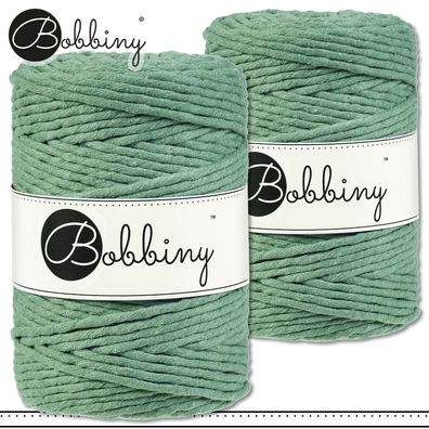 Bobbiny 2x 100 m Makramee-Kordel 5 mm | Eucalyptus Green | Hobby Basteln Premium