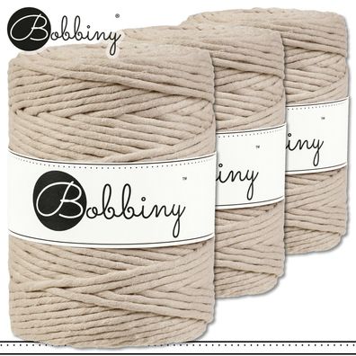 Bobbiny 3 x 100 m Makramee-Kordel 1,5 mm | Beige | Hobby Basteln Premium