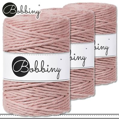 Bobbiny 3 x 100 m Makramee-Kordel 1,5 mm | Blush | Hobby Basteln Premium