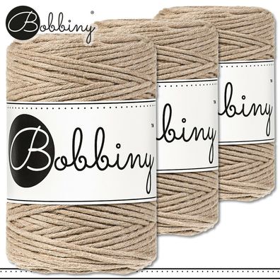 Bobbiny 3 x 100 m Makramee-Kordel 1,5 mm | Sand | Hobby Basteln Premium