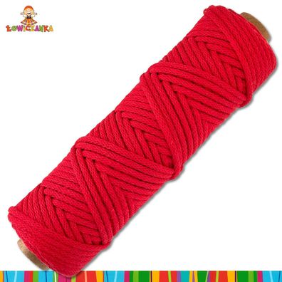 50 m Baumwollkordel Schnur Seil Makramee geflochten Ø 3 mm | Rot