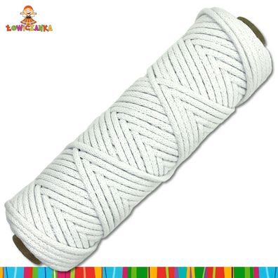 50 m Baumwollkordel Schnur Seil Makramee geflochten Ø 3 mm | Weiß