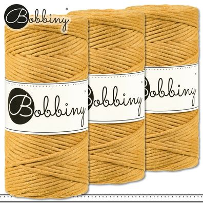 Bobbiny 3 x 100 m Makramee-Kordel 3 mm | Mustard | Hobby Basteln Premium