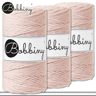 Bobbiny 3 x 100 m Makramee-Kordel 3 mm | Pastel Pink | Hobby Basteln Premium