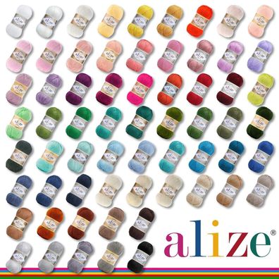 Alize 100 g Diva Wolle 64 Farben z. Auswahl Silk Effekt Top Qualität Stricken