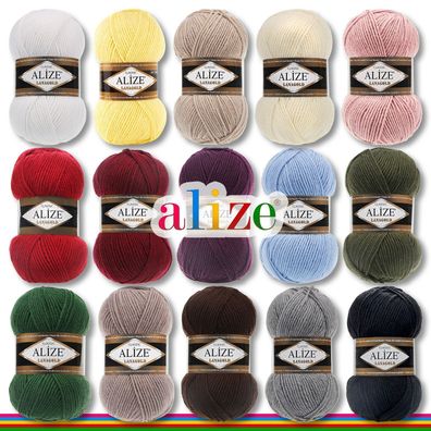 Alize 100 g Lanagold Premium Wolle 49% Wolle-51% Acryl | 51 Farben Stricken Garn