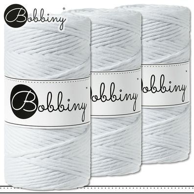 Bobbiny 3 x 100 m Makramee-Kordel 3 mm | White | Hobby Basteln Premium