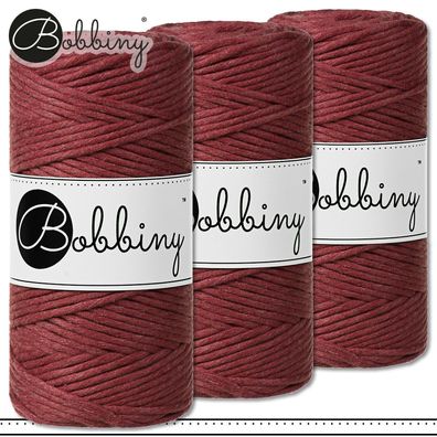 Bobbiny 3 x 100 m Makramee-Kordel 3 mm | Wild Rose | Hobby Basteln Premium