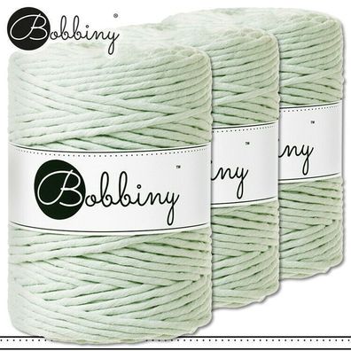 Bobbiny 3 x 100 m Makramee-Kordel 5 mm | Milky Green | Hobby Basteln Premium