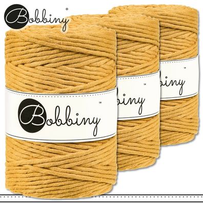 Bobbiny 3 x 100 m Makramee-Kordel 5 mm | Mustard | Hobby Basteln Premium