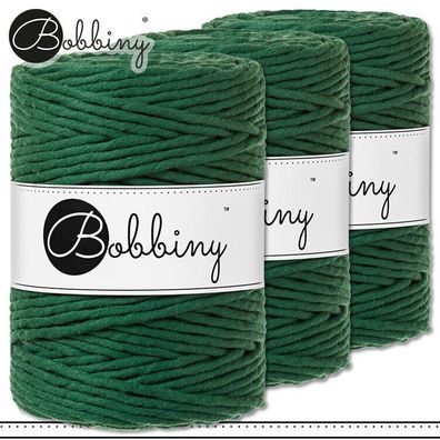 Bobbiny 3 x 100 m Makramee-Kordel 5 mm | Pine Green | Hobby Basteln Premium