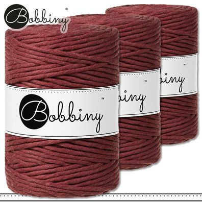 Bobbiny 3 x 100 m Makramee-Kordel 5 mm | Wild Rose | Hobby Basteln Premium