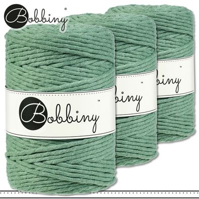 Bobbiny 3x 100 m Makramee-Kordel 5 mm | Eucalyptus Green | Hobby Basteln Premium