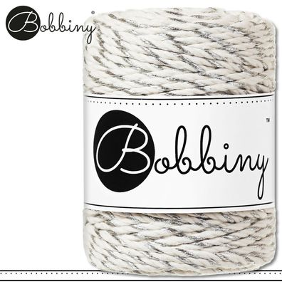 Bobbiny 50 m Twist Makramee-Kordel 3 mm dreifach gedreht Silver Twist