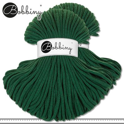 Bobbiny 2x 100m Flechtkordel 5mm | Pine Green | Basteln Baumwolle Hobby Premium