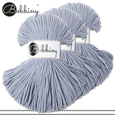 Bobbiny 3 x 100 m Flechtkordel 3 mm | Iris | Basteln Baumwolle Hobby Premium
