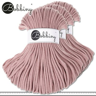 Bobbiny 3 x 100 m Flechtkordel 5 mm | Blush | Basteln Baumwolle Hobby Premium
