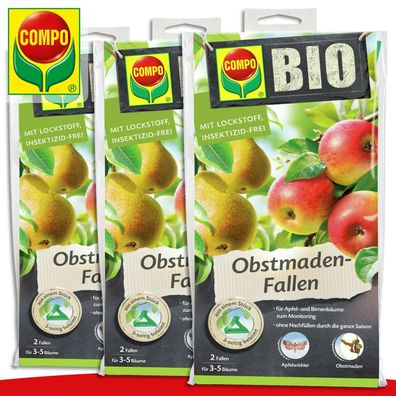 COMPO 3 x 2 Stück BIO Obstmaden-Fallen | Für Apfel- und Birnenbäume (Gr. Mittel)