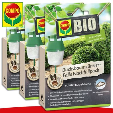 COMPO BIO 3 x Nachfüllpack für Buchsbaumzünsler-Falle (à 3 Lockstoff-Dispenser)
