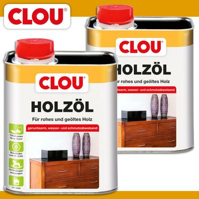 Clou 2 x 750 ml Holzöl farblos innen & außen Kinderspielzeug Möbel Tisch Stuhl