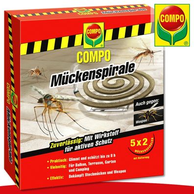 COMPO 1 Packung Mückenspirale (5 x 2Stk.)auch gegen Wespen Vergrämer Terrasse