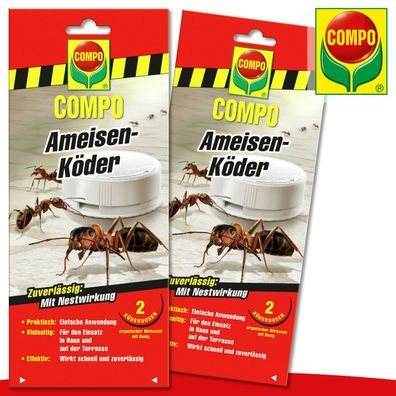 COMPO 2 Packungen Ameisen-Köder N (à 2 Stück) | Mit Nestwirkung Gift Bekämpfung