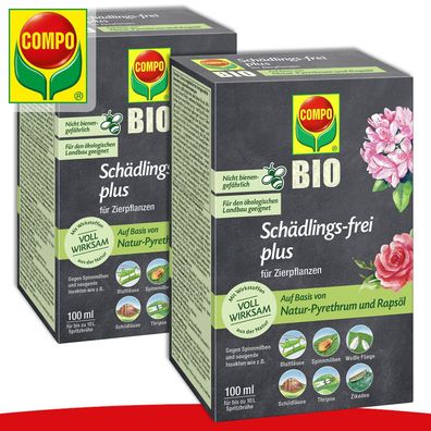 COMPO 2 x 100 ml Schädlingsfrei Bio plus Raupen Obst Gemüse Schutz Pflege Zikade