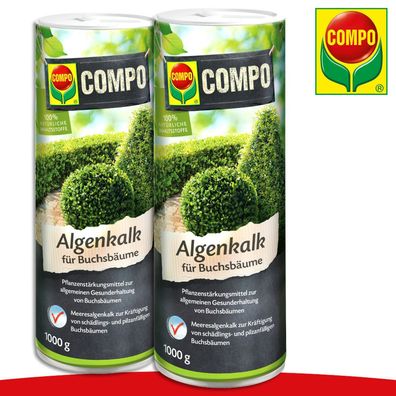 COMPO 2 x 1000 g Algenkalk für Buchsbäume Strauch Hecke Buxus Pflege Stärkung
