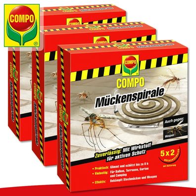 COMPO 3 Packungen Mückenspirale (je 5 x 2 Stück) | Auch gegen Wespen