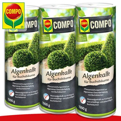 COMPO 3 x 1000g Algenkalk für Buchsbäume Pflege Pflanzenstärkung Schutz Wachstum
