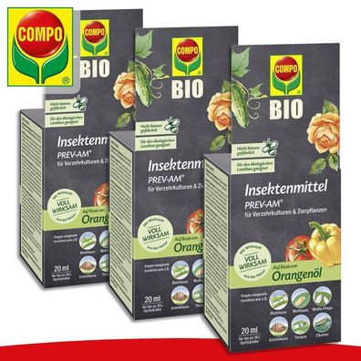 COMPO 3 x 20 ml BIO Insektenmittel PREV-AM Blattläuse Weiße Fliege Paprika Salat