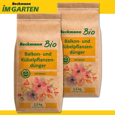 Beckmann 2 x 1,5 kg Bio Balkon- und Kübelpflanzendünger mit Neem