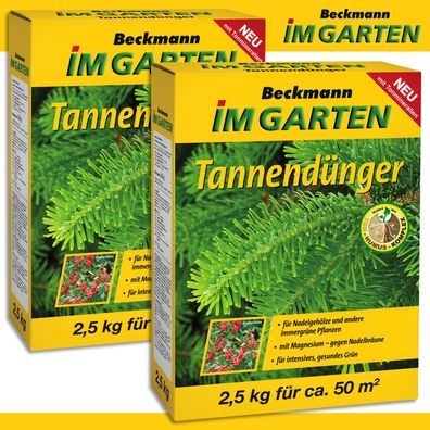 Beckmann 2 x 2,5 kg Tannendünger Fichte Kiefer Zeder Nadelbaum Kirschlorbeer
