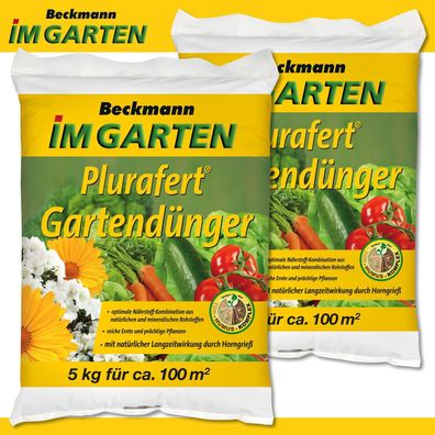 Beckmann 2 x 5 kg Plurafert Gartendünger Volldünger Horngrieß Blüte Magnesium