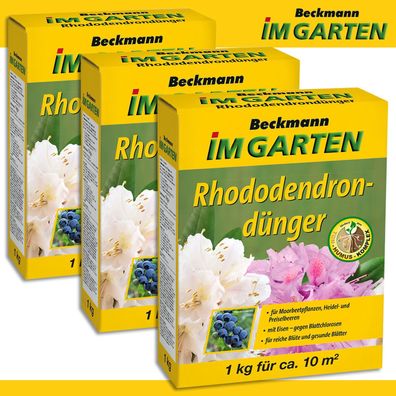 Beckmann 3 x 1 kg Rhododendrondünger Azalee Lorbeer Erika Hortensie Heidelbeere