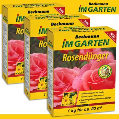 Beckmann 3 x 1 kg Rosendünger Blütensträucher Stauden Rosenbusch