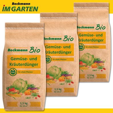 Beckmann 3 x 1,5 kg Bio Gemüse- und Kräuterdünger