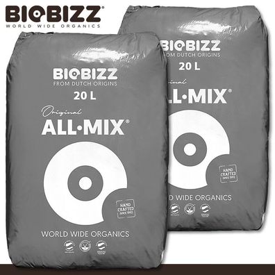 Biobizz 2 x 20 l All-Mix Pflanzenerde Pflanzsubstrat Grow Erde Indoor