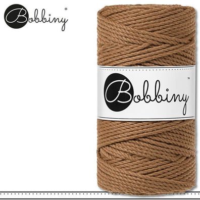 Bobbiny 100 m Makramee-Kordel 3 mm dreifach gedreht | Caramel | Premium