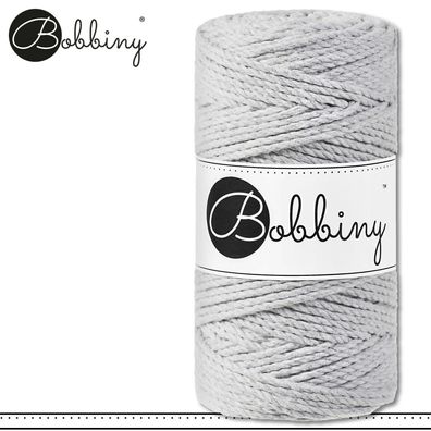 Bobbiny 100 m Makramee-Kordel 3 mm dreifach gedreht | Light Grey | Premium