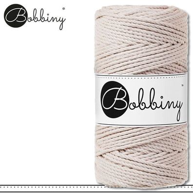 Bobbiny 100 m Makramee-Kordel 3 mm dreifach gedreht | Nude | Premium