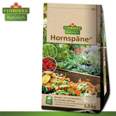 Florissa 1,5 kg Hornspäne+ 100% Organischer Universal-Stickstoffdünger Nitroderm